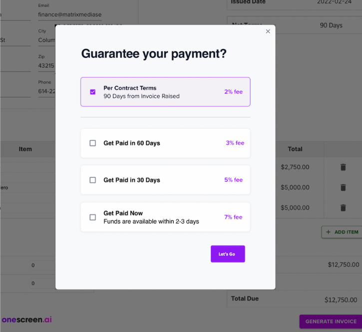 Guarantee customer payments